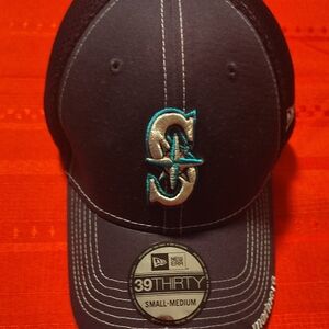 New Era Black Cap with Teal and Silver Logo
